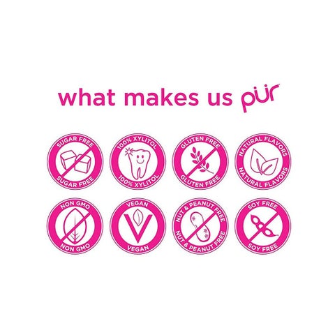 Pur Aspartame & Sugar Free Pomegranate Chewing Gum With Xylitol 9 Pieces