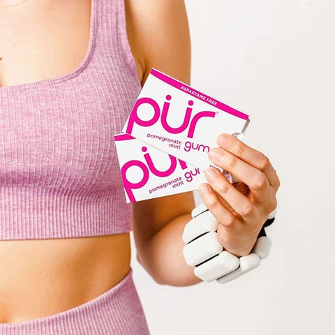 Pur Aspartame & Sugar Free Pomegranate Chewing Gum With Xylitol 9 Pieces
