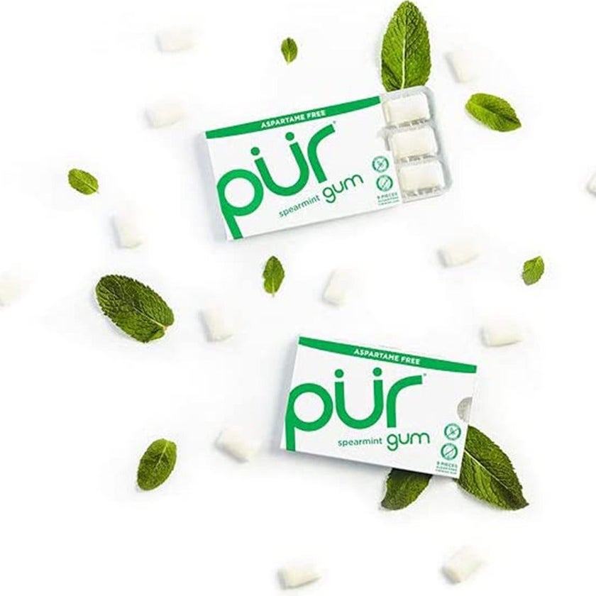 Pur Aspartame & Sugar Free Spearmint Chewing Gum With Xylitol 9 Pieces