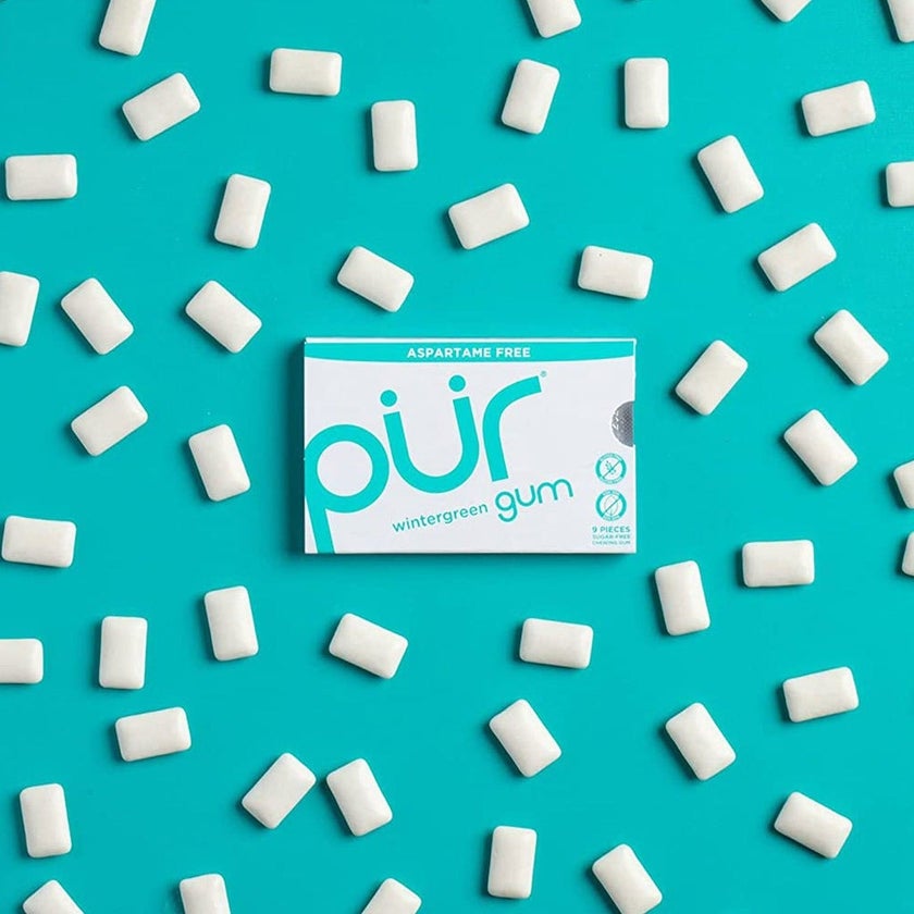 Pur Aspartame & Sugar Free Wintergreen Chewing Gum With Xylitol 9 Pieces