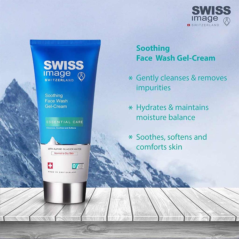Swiss Image Essential Care Soothing Face Wash Gel-Cream For Normal To Dry Skin 200ml