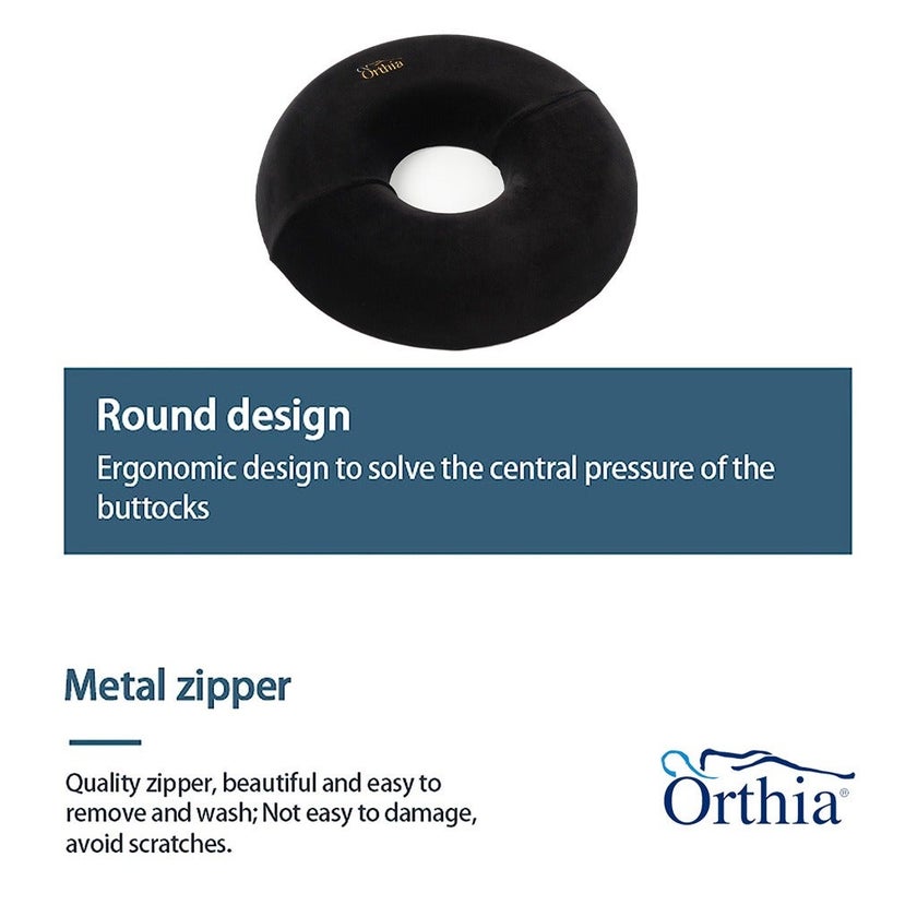 Orthia Premium Round Cushion - Black Velvet