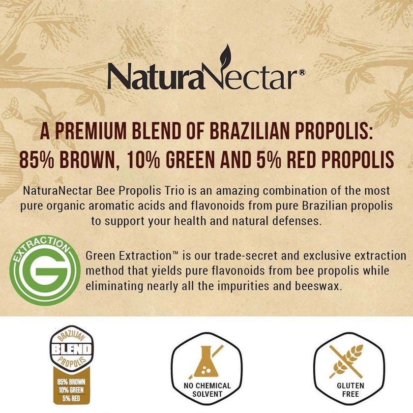 NaturaNectar Bee Propolis Trio Vegetable Capsule For Immune & Inflammation Support, Pack of 60's