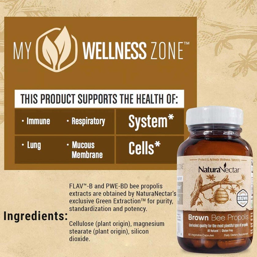 NaturaNectar Brown Bee Propolis Vegetable Capsule For Immune Support, Pack of 60's