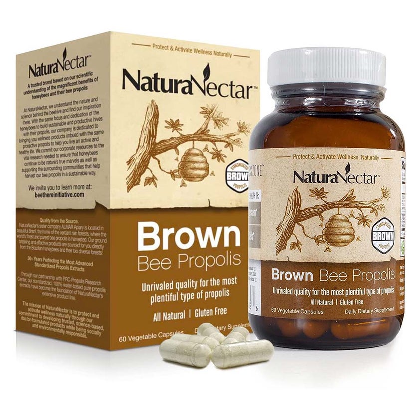 NaturaNectar Brown Bee Propolis Vegetable Capsule For Immune Support, Pack of 60's