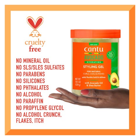 Cantu Avocado Hydrating Hair Styling Gel For Natural Curls, Coils & Waxes 524g