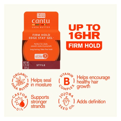 Cantu Natural Hair Extra Hold Edge Stay Hair Gel With Shea Butter 64g