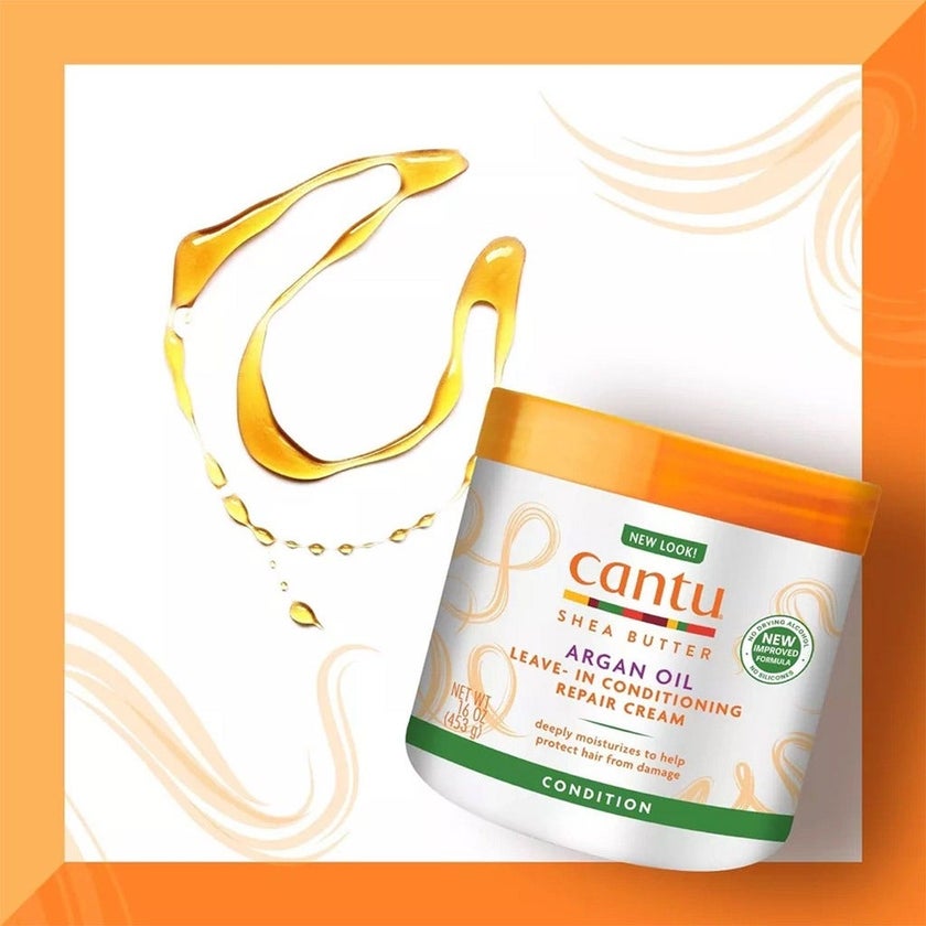 Cantu Argan Oil Leave-In Conditioning Repair Cream For Damaged Hair 453g
