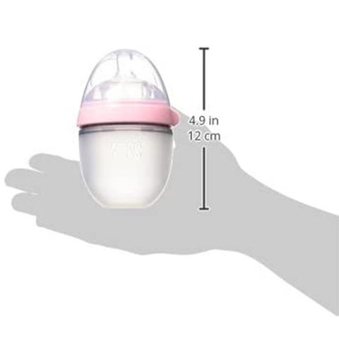 Comotomo Soft Hygienic Silicone Natural Feel Baby Feeding Bottle Pink/White 150ml