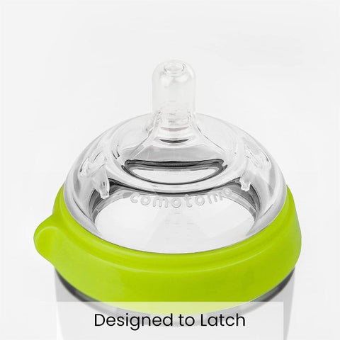 Comotomo Soft Hygienic Silicone Natural Feel Baby Feeding Bottle Green/White 250ml