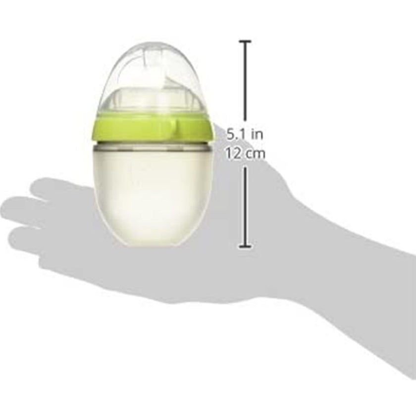 Comotomo Soft Hygienic Silicone Natural Feel Baby Feeding Bottle Green/White 150ml, Pack of 2's