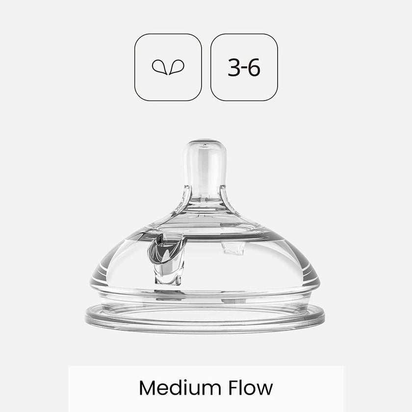Comotomo Natural Teat Silicone Nipple Medium Flow, Pack of 2's