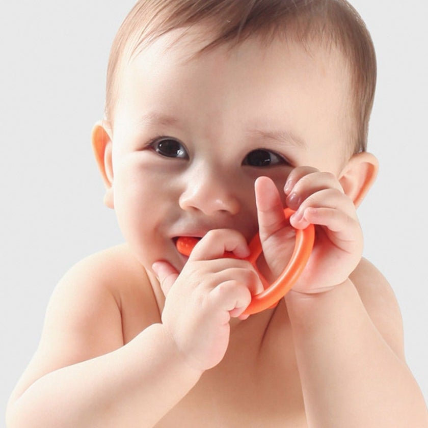 Comotomo Easy To Grab Silicone Baby Teether Orange
