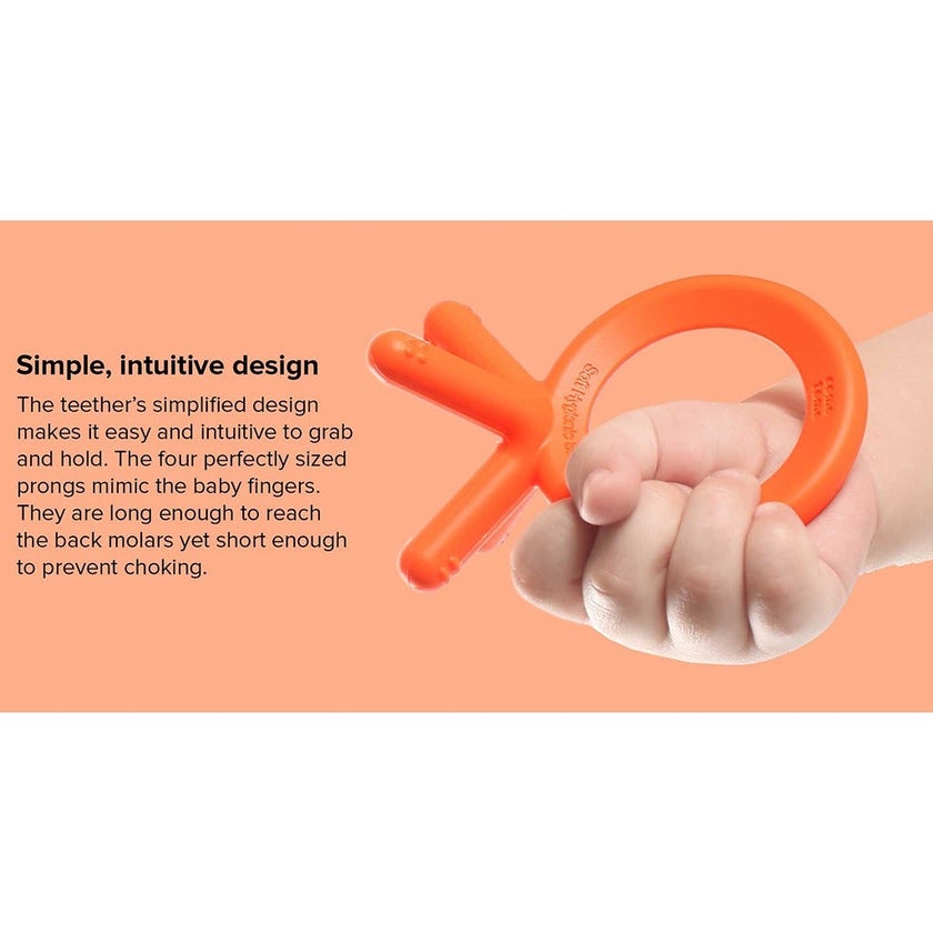 Comotomo Easy To Grab Silicone Baby Teether Orange