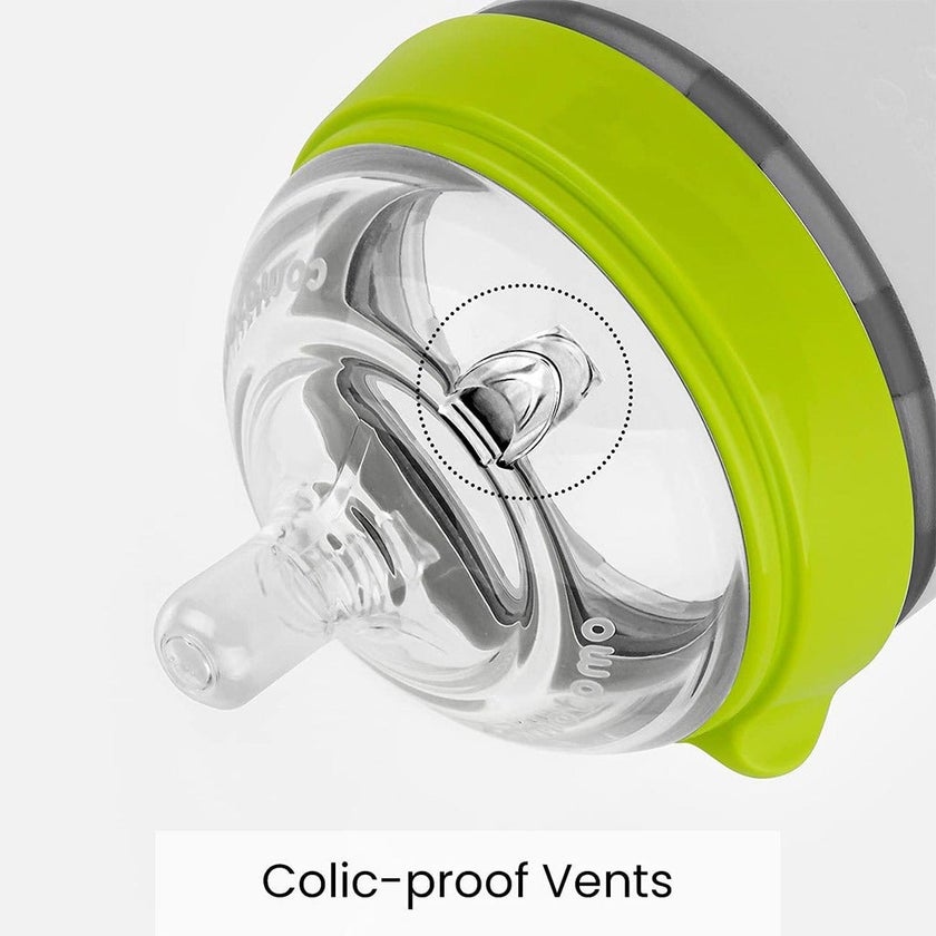 Comotomo Baby Feeding Bottles With Replacement Silicone Nipples-Green, Bundle Pack of 10 Pieces