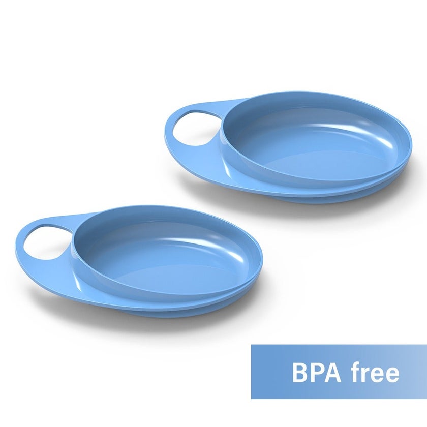 Nuvita Easy Eating Smart Dish For Baby - Blue, Pack of 2's