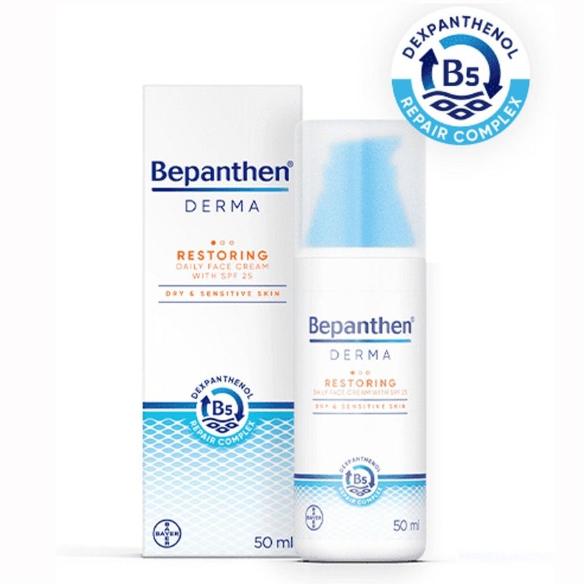 Bepanthen Derma Restoring Daily Face Cream With SPF25 For Dry & Sensitive Skin 50ml