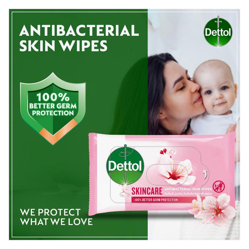 Dettol Skincare Antibacterial Skin Wipes, Pack of 40's