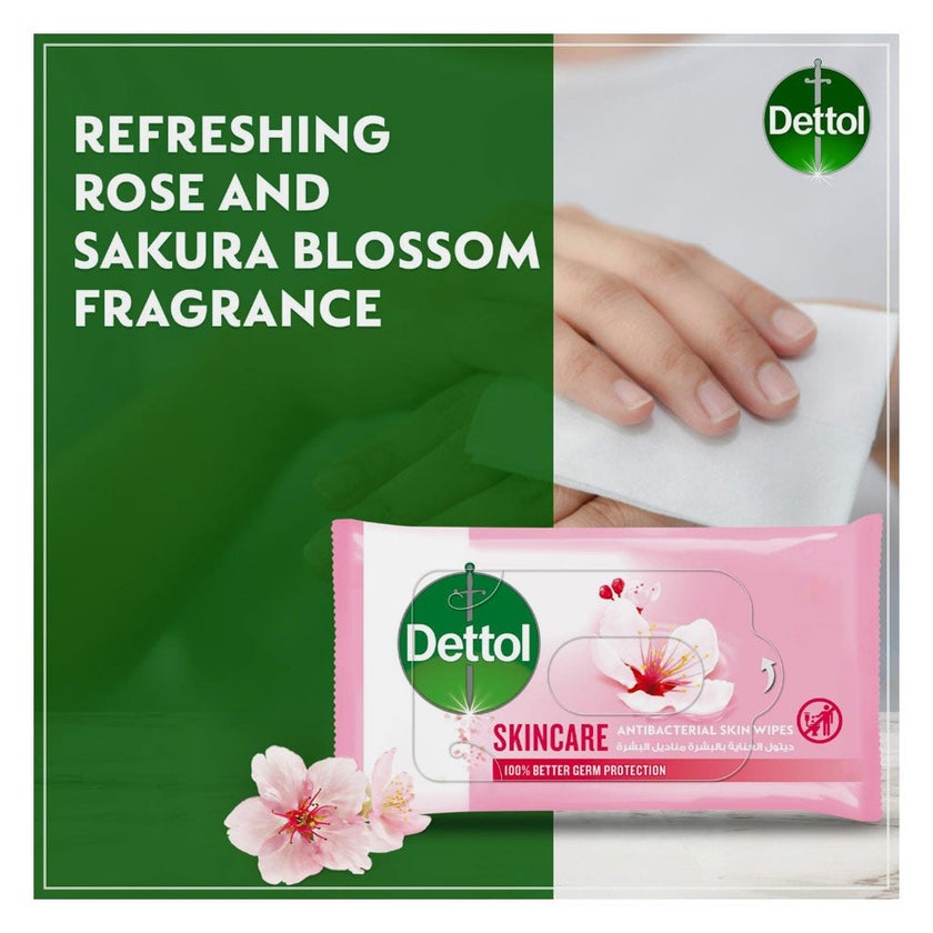 Dettol Skincare Antibacterial Skin Wipes, Pack of 40's