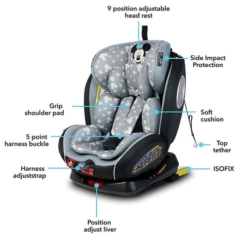 Disney Mickey Mouse 4-In-1 Car Seat For Baby/Kids Up to 36Kg -YC06 Mickey - B