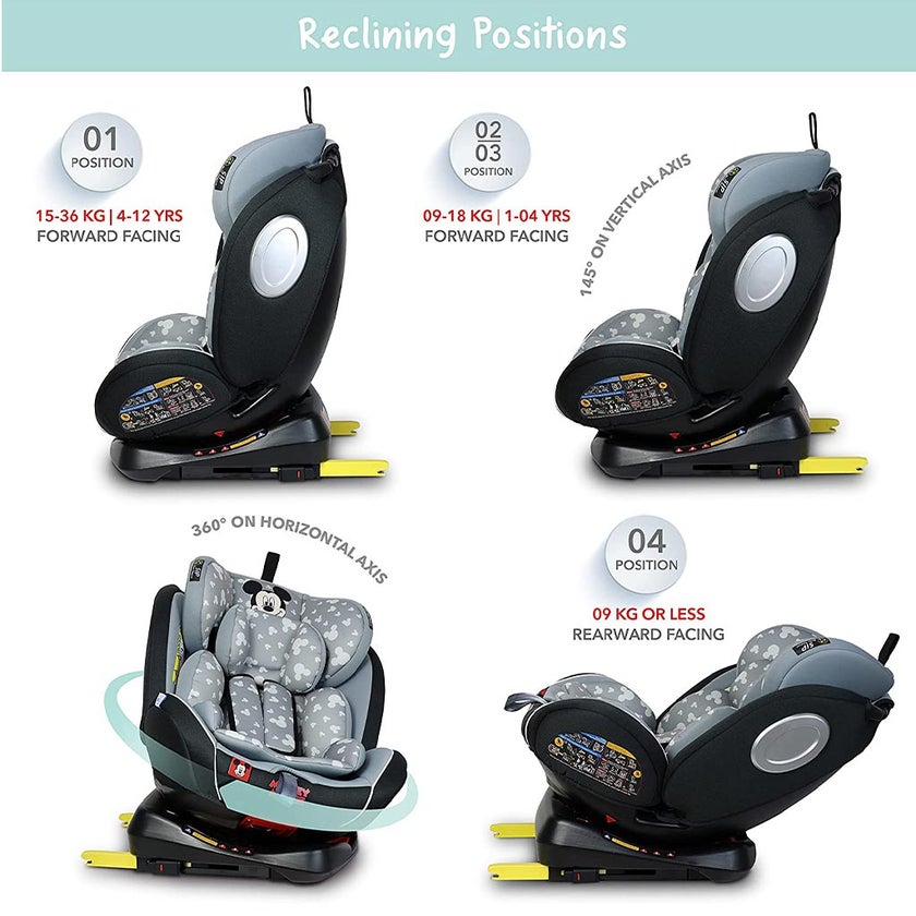 Disney Mickey Mouse 4-In-1 Car Seat For Baby/Kids Up to 36Kg -YC06 Mickey - B