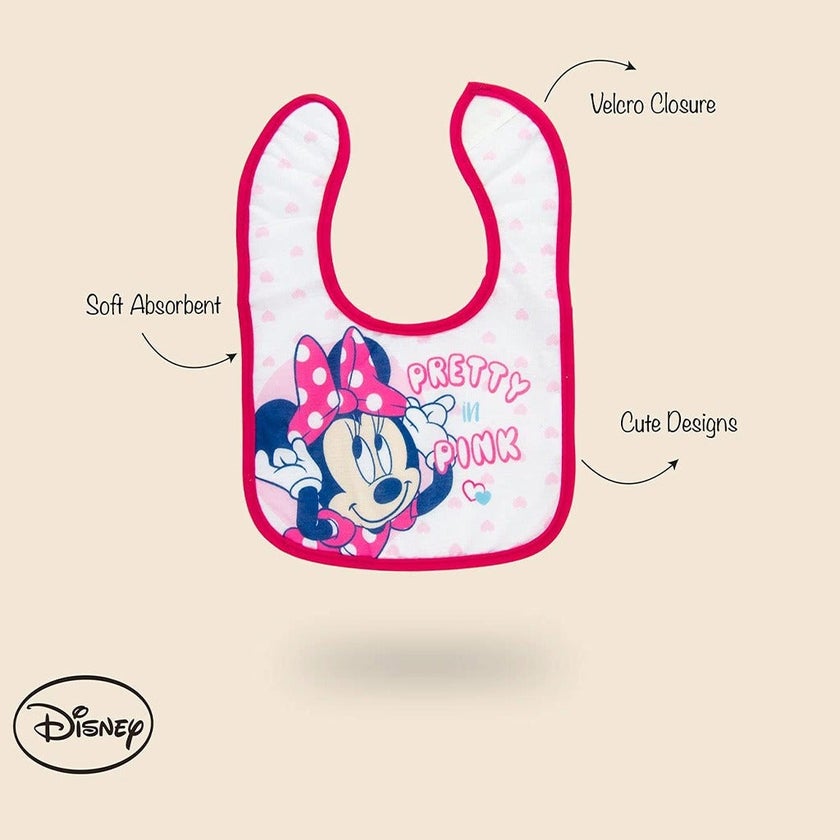 Disney Minnie Mouse Washable Waterproof Cotton Bibs For Babies, Pack of 3's