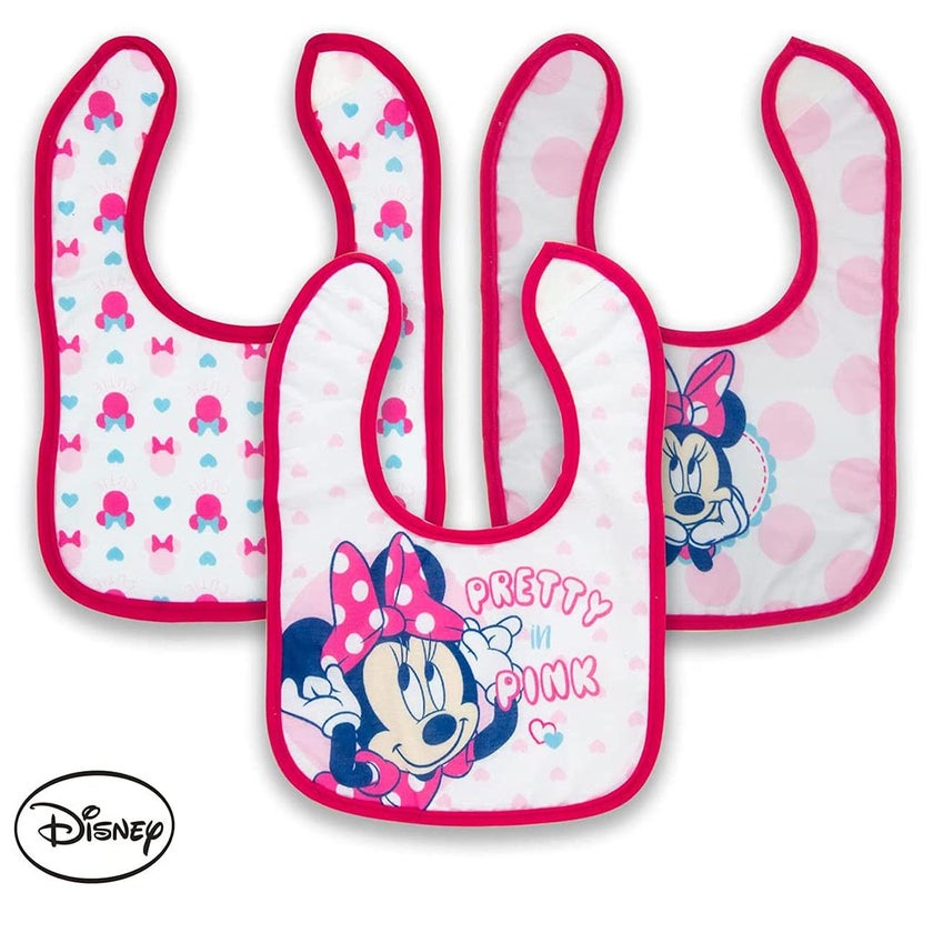 Disney Minnie Mouse Washable Waterproof Cotton Bibs For Babies, Pack of 3's