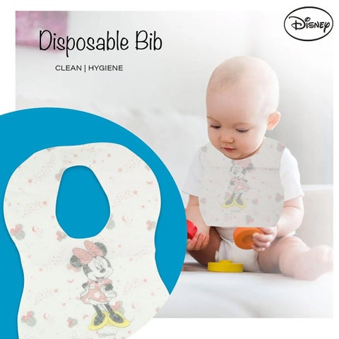 Disney Minnie Mouse Leak Proof Disposable Baby Bibs Assorted, Pack of 8's