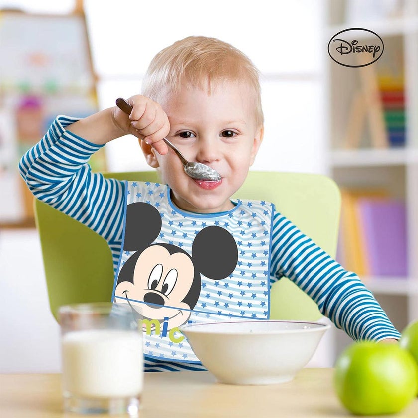 Disney Mickey Mouse Washable Waterproof Peva Apron Bib For 6+ Month Baby