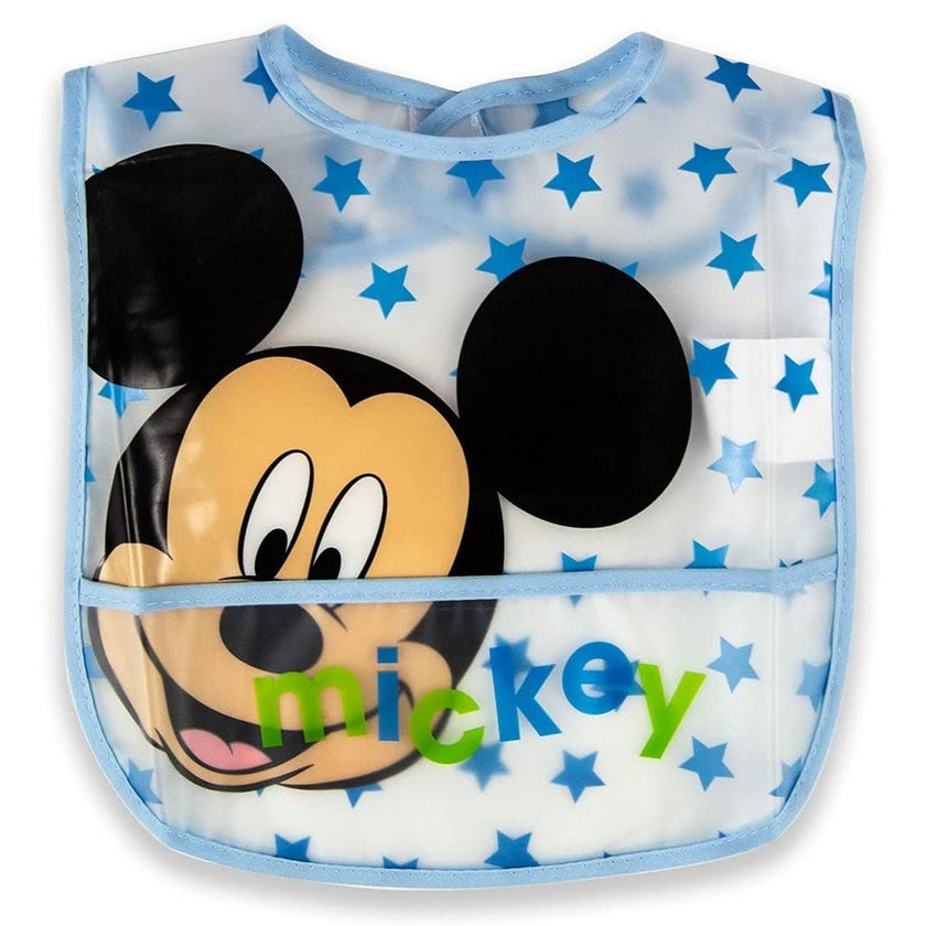 Disney Mickey Mouse Washable Waterproof Peva Apron Bib For 6+ Month Baby