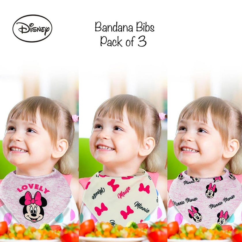 Disney Minnie Mouse Bandana Bib For Baby, Pack of 3's - TRHA15986B