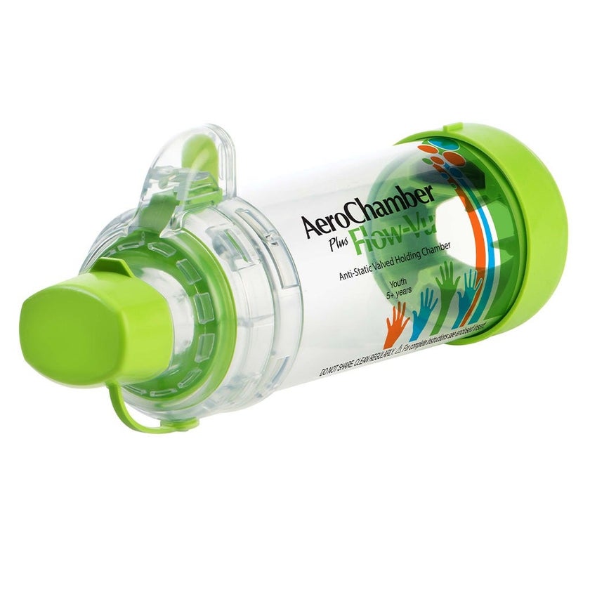 AeroChamber Plus Flow-Vu Anti-static Valved Holding Chamber With Mouthpiece For Youth