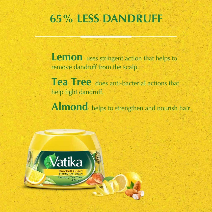 Dabur Vatika Naturals Dandruff Guard Hair Styling Cream With Lemon, Tea Tree & Almond 210ml