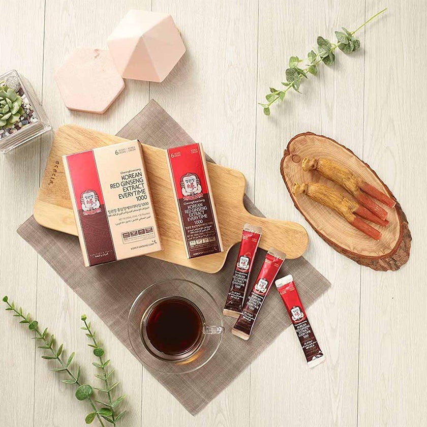 CheongKwanJang 6 Year Grown Korean Red Ginseng Everytime Portable Liquid Sticks 1000mg - 10ml, Pack of 20's