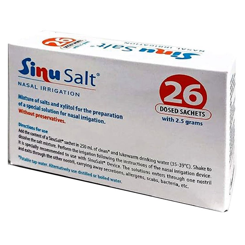 Sinusalt Nasal Irrigation Device & Salt + Xylitol 26 Dosed Sachets For Nasal Cleaning