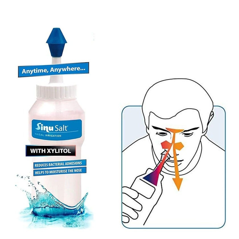 Sinusalt Nasal Irrigation Device & Salt + Xylitol 26 Dosed Sachets For Nasal Cleaning