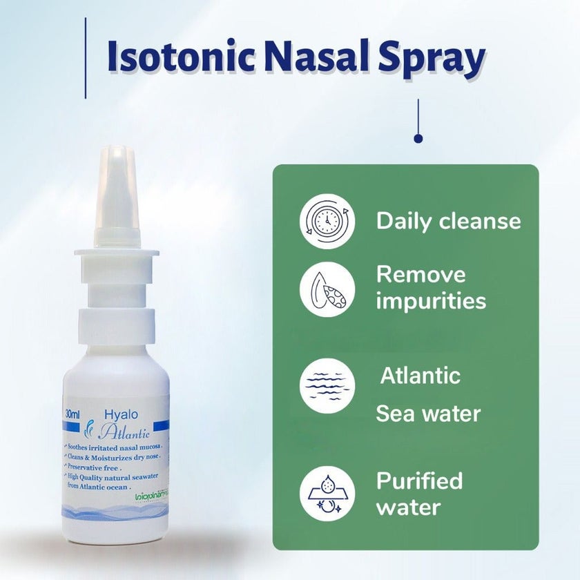 Hyalo Atlantic Isotonic Seawater Nasal Spray With Hyaluronic Acid & Aloe extract 30ml