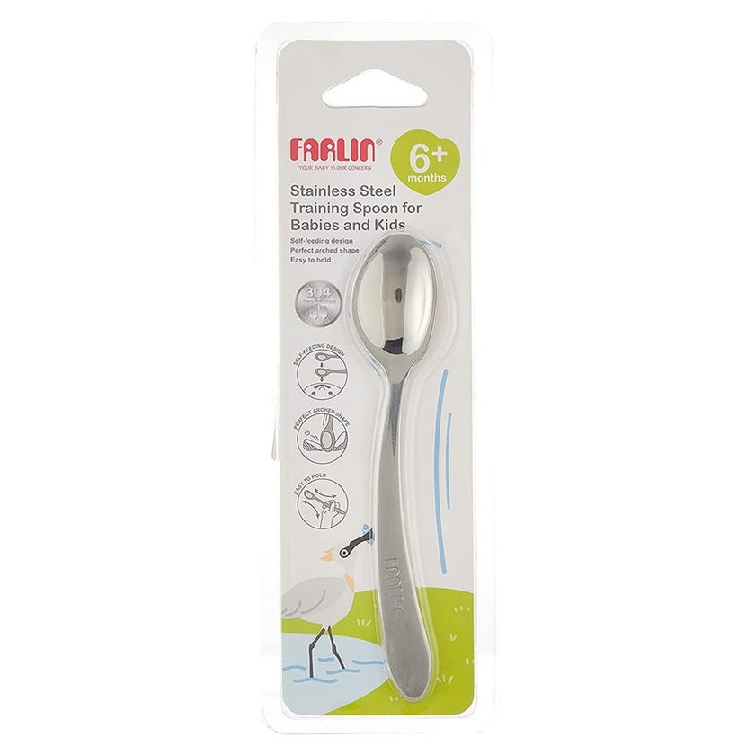 Farlin Stainless Steel Training Spoon For 6 Months+ Babies And Kids