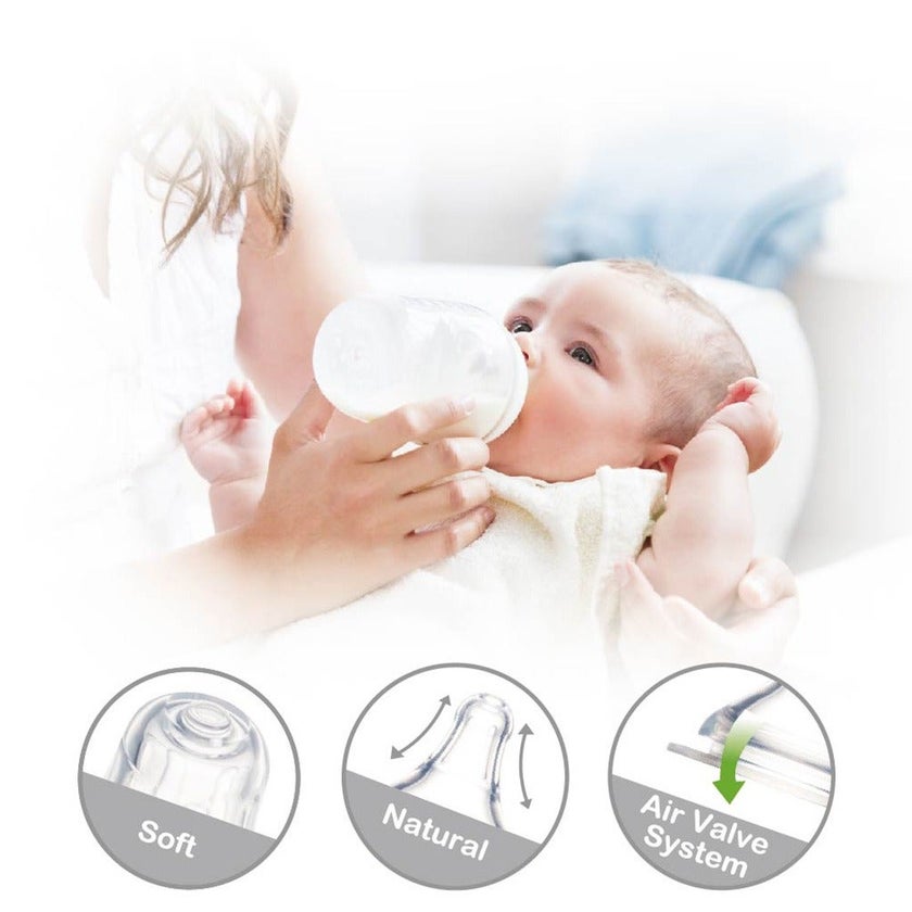 Farlin Anti-Colic Silicone Silky Nipple For Wide Neck Bottle For 0 Months+ Baby, Small AC - 22004 (S)