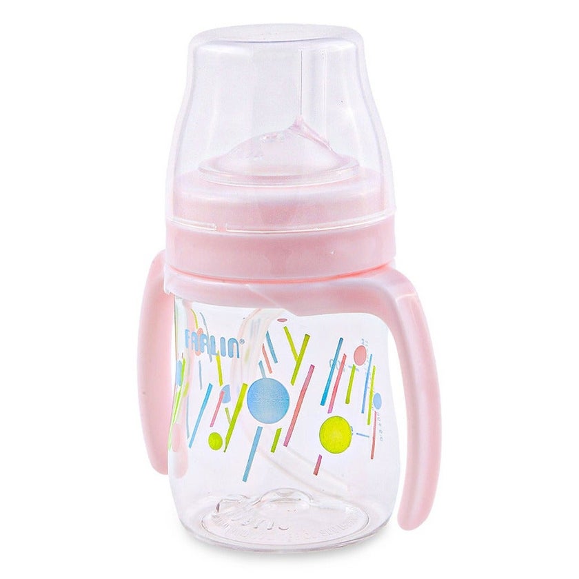 Farlin Stage 3 150ml Tritan Crystal Transparent Drinking Cup With Straw For 9+ Months Assorted