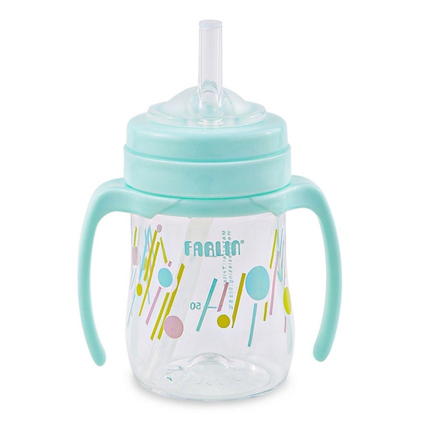 Farlin Stage 3 150ml Tritan Crystal Transparent Drinking Cup With Straw For 9+ Months Assorted
