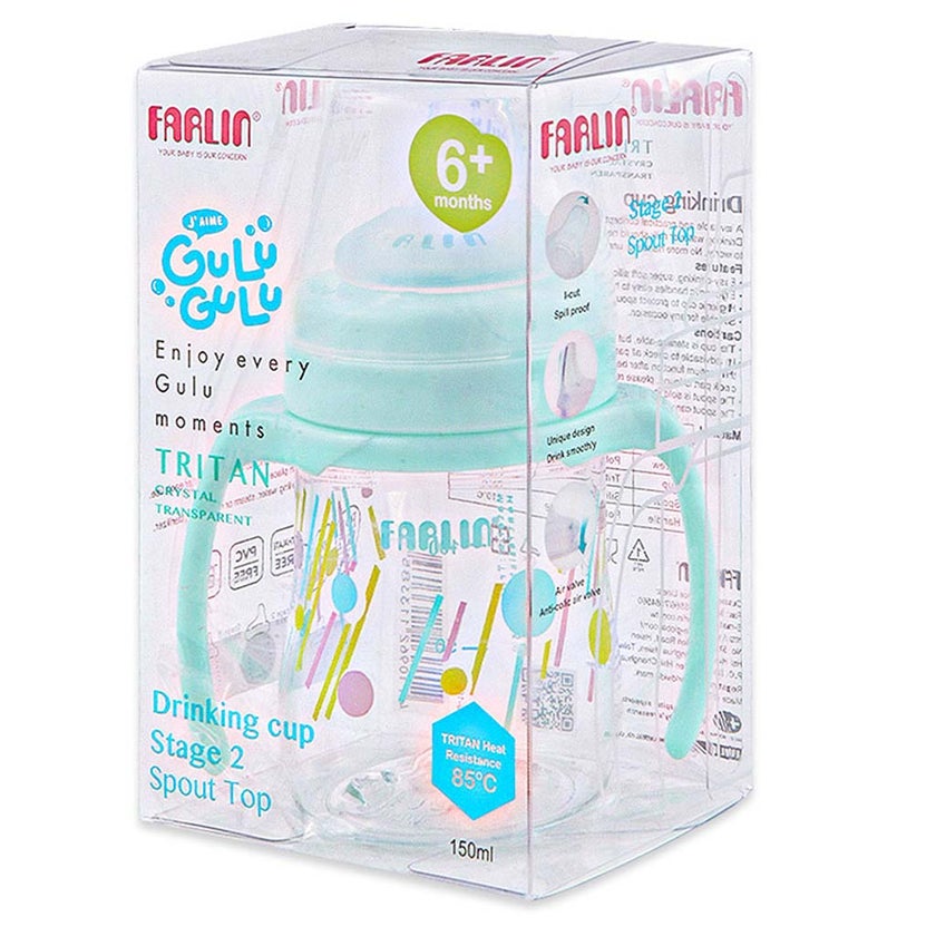Farlin Stage 3 150ml Tritan Crystal Transparent Drinking Cup With Straw For 9+ Months Assorted