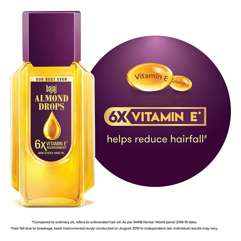 Bajaj Almond Drops Non Sticky Hair Oil For Reduced Hair Fall 200ml