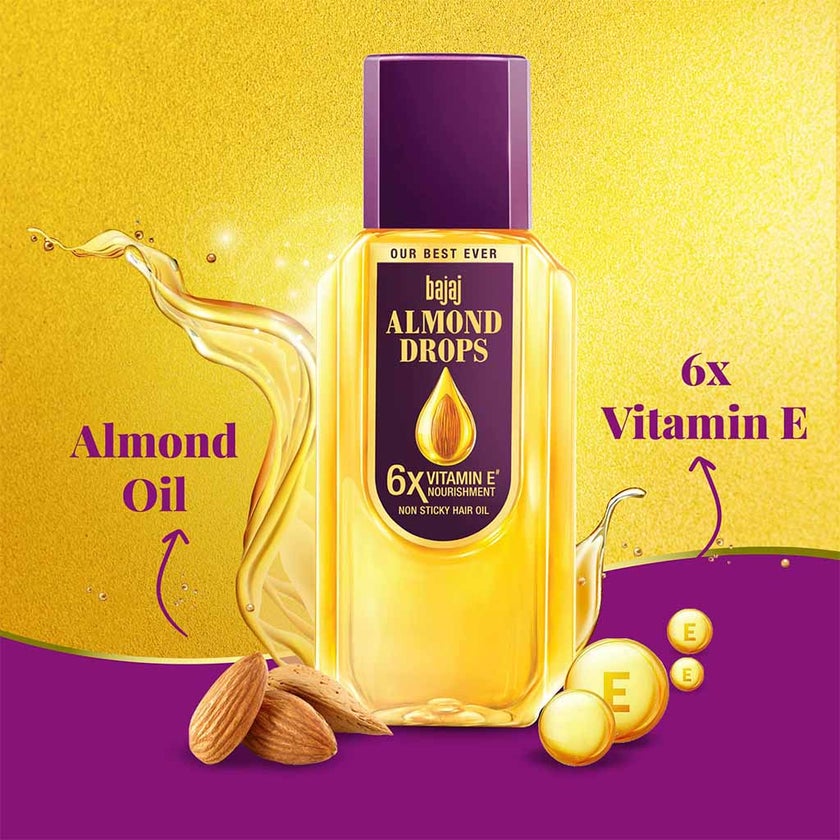 Bajaj Almond Drops Non Sticky Hair Oil For Reduced Hair Fall 200ml