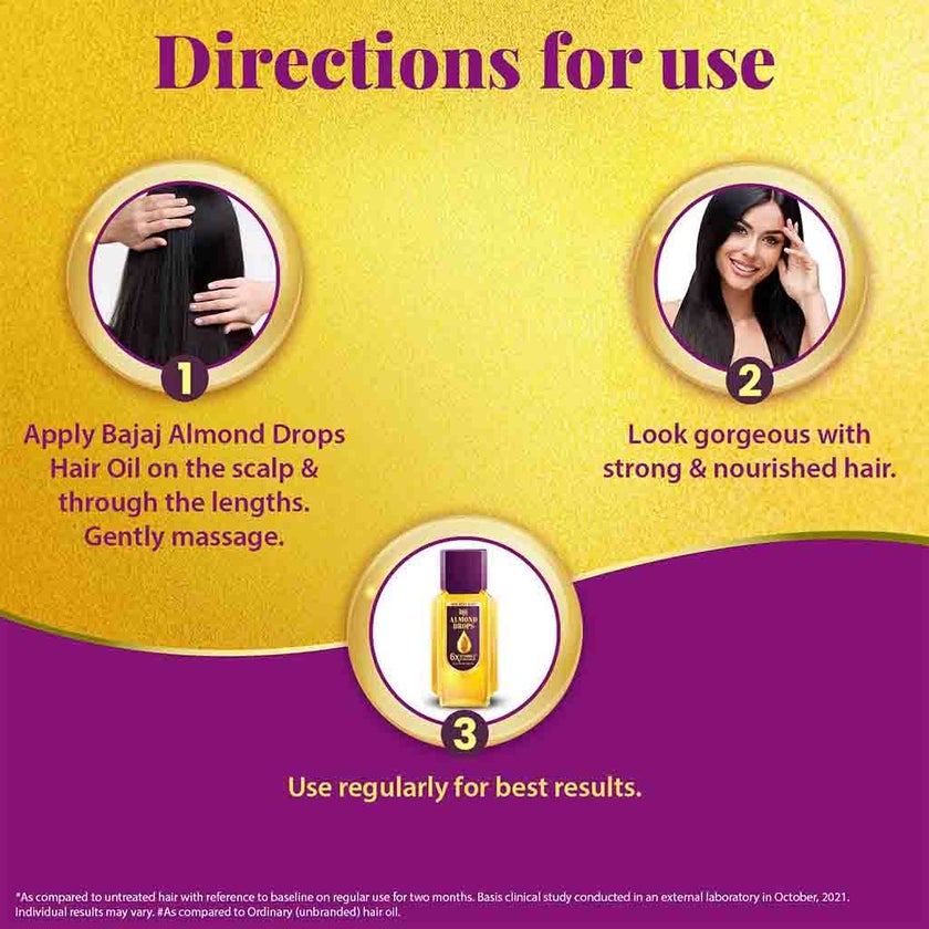 Bajaj Almond Drops Non Sticky Hair Oil For Reduced Hair Fall 500ml