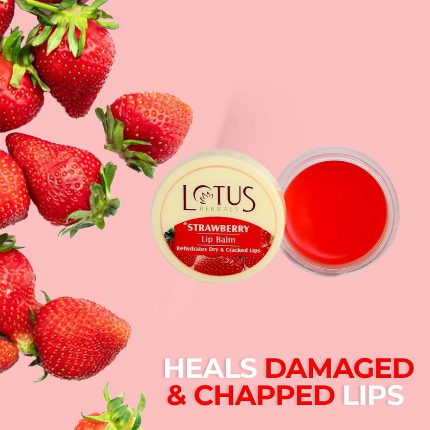 Lotus Herbals Strawberry Lip Balm For Dry And Cracked Lips 5g
