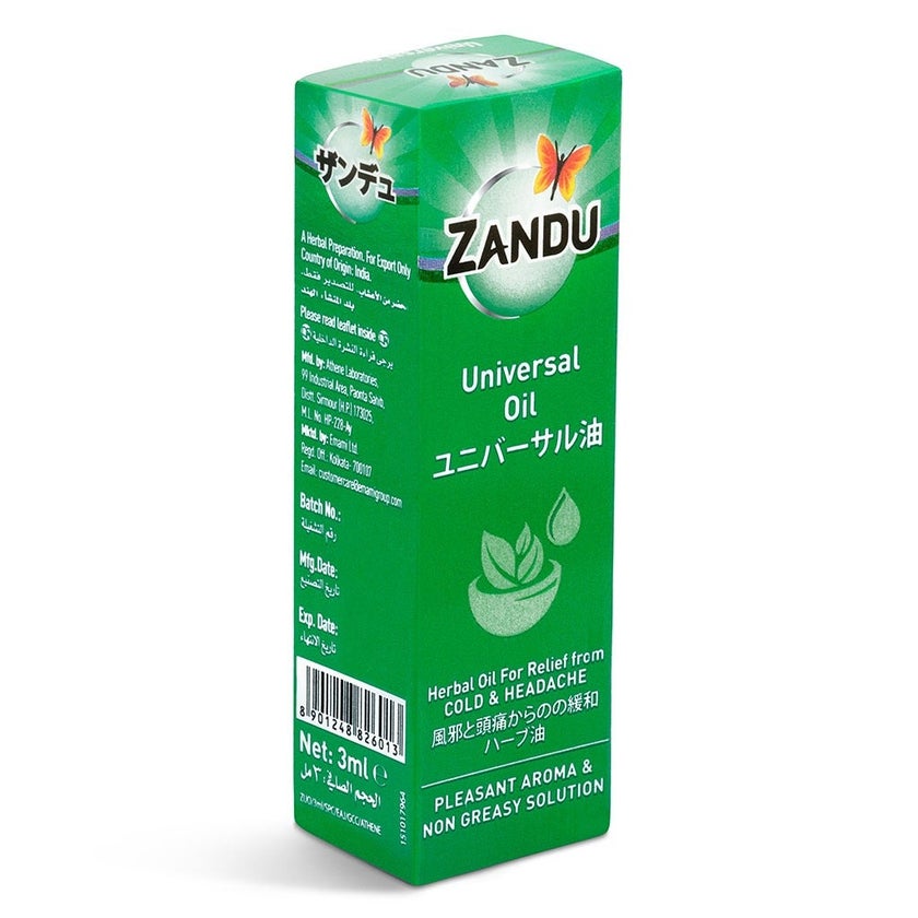 Zandu Pain Relief Universal Oil For Head Ache and Cold 3ml