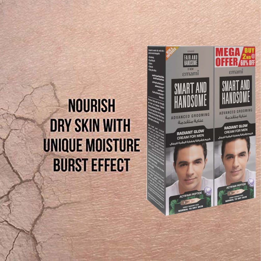 Emami Smart & Handsome Advanced Grooming Radiant Glow Cream For Men 2 x 100ml Promo Pack