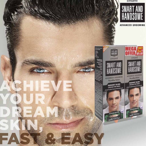 سمارت آند هاندسوم كريم متقدم للعناية بالبشرة والتوهج المتألق للرجال، حزمه ترويجية، 2 × 100 مل