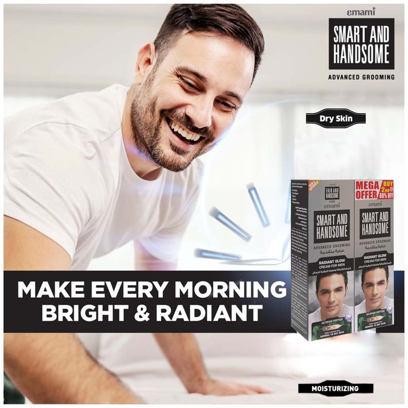 Emami Smart & Handsome Advanced Grooming Radiant Glow Cream For Men 2 x 100ml Promo Pack
